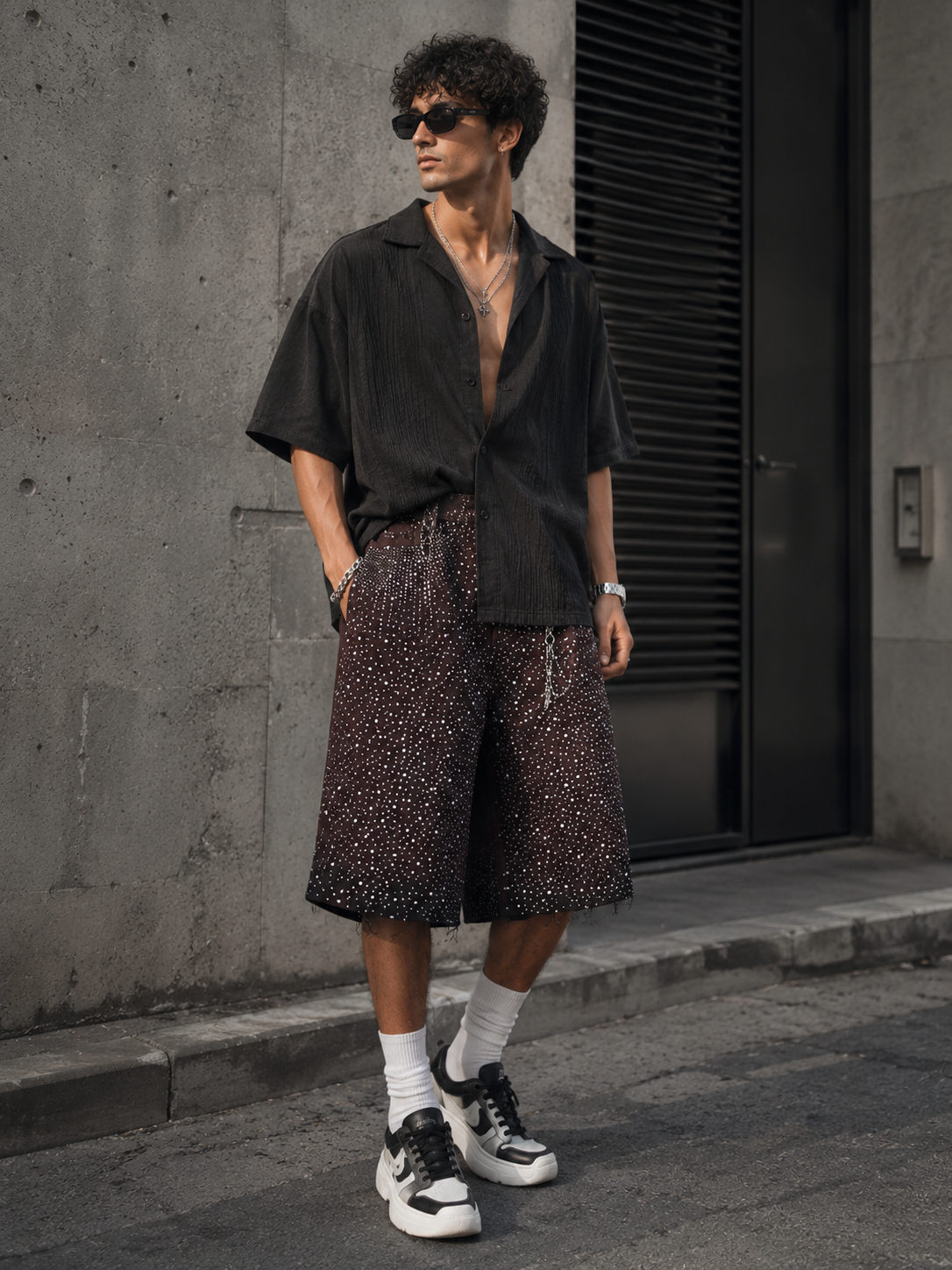Oxblood Rhinestone Shorts