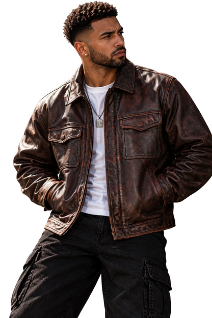 Leather Jacket with Flap Pockets — featured product image | KRIFFA