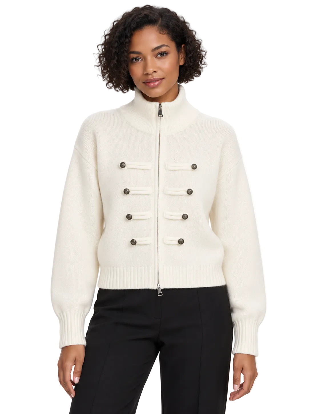 Turtleneck Zip-Up Cardigan