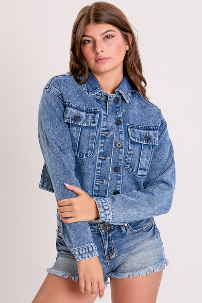 Cropped Trucker Denim Jacket
