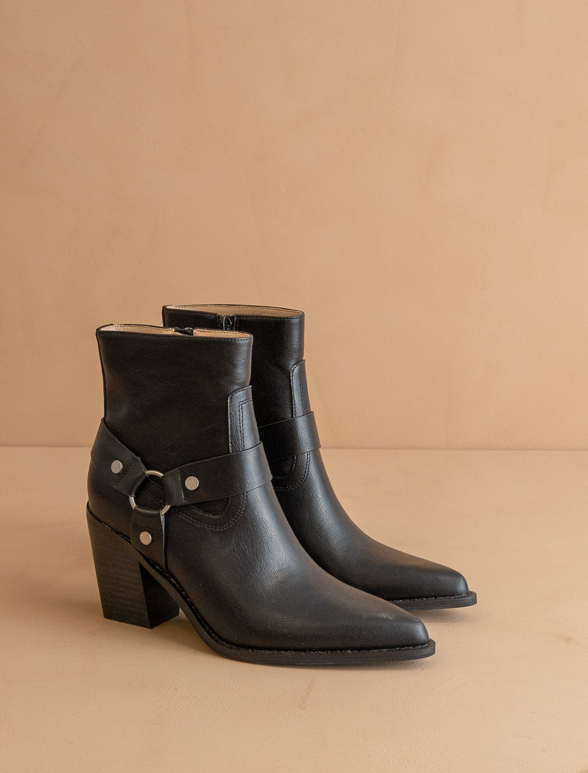 The Jackson | Black Pointed Toe Moto Bootie *final Sale*