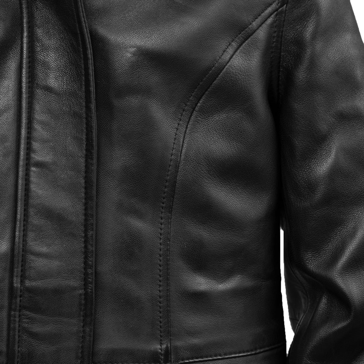 Everly Women's Black 3/4 Leather Coat with Detachable Hood