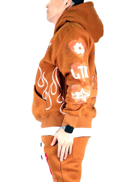 Brunette Brushed Graphic Pullover Hoodie