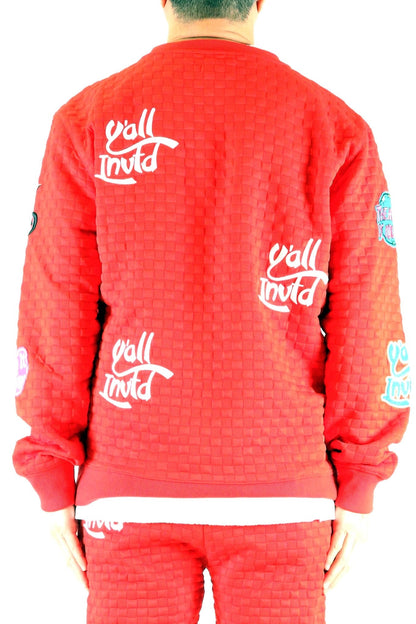 Rojo Waffle Square Pattern Crew Pullover