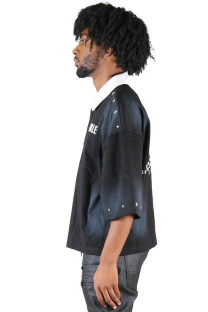 S/N Jersey 3/4 Sleeve Crop Top Polo