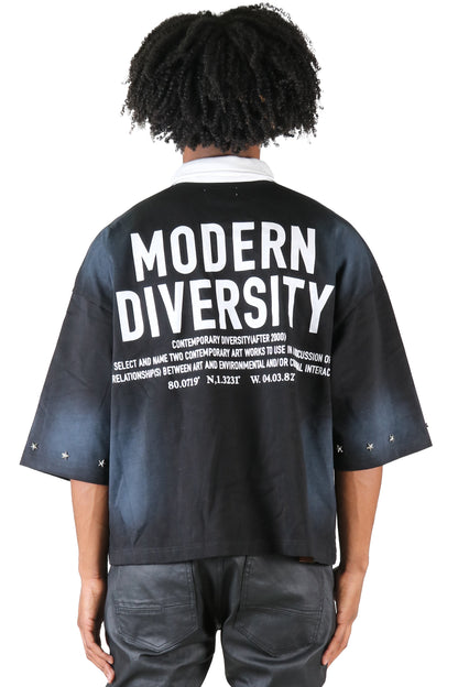 S/N Jersey 3/4 Sleeve Crop Top Polo