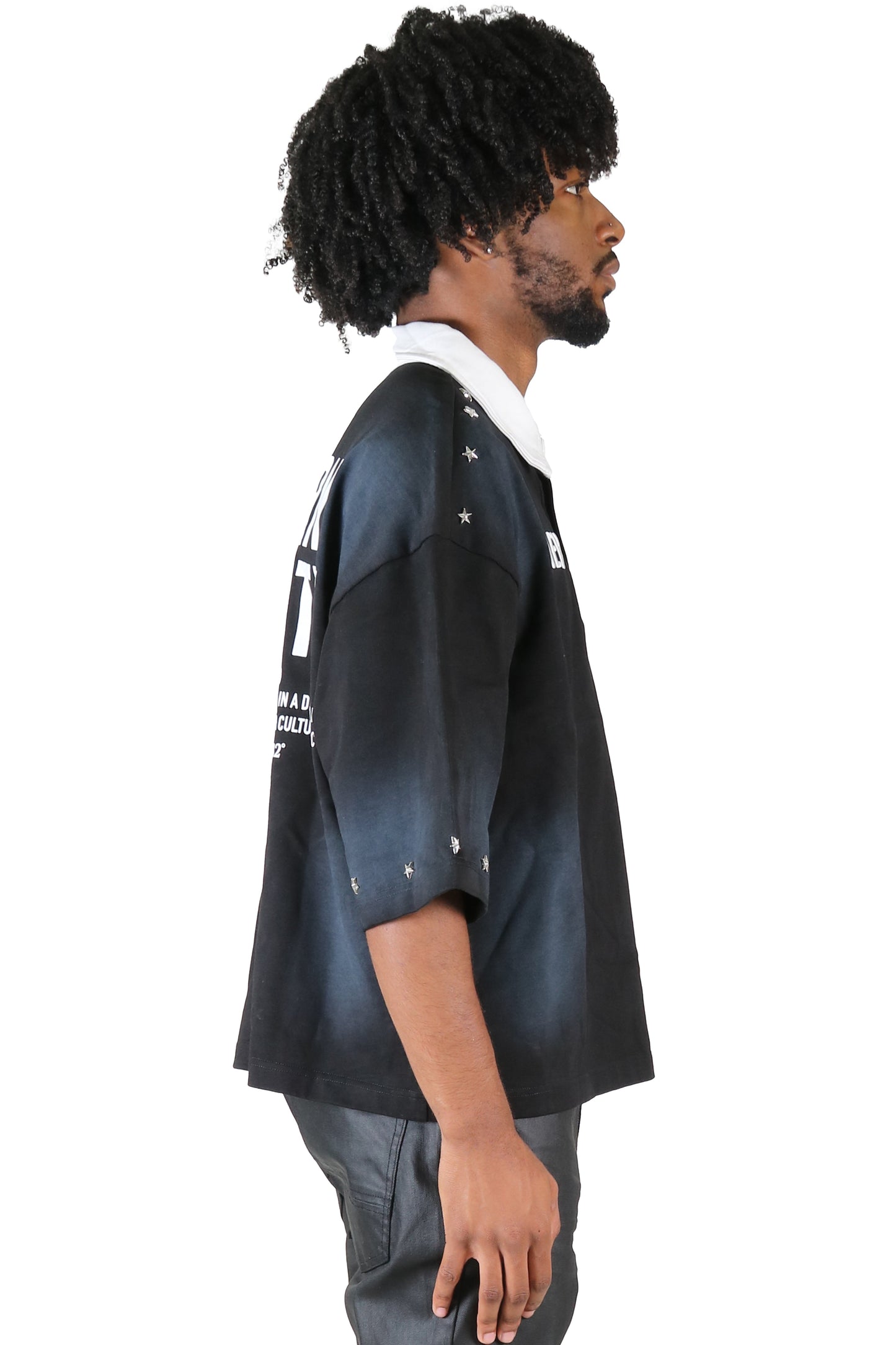 S/N Jersey 3/4 Sleeve Crop Top Polo