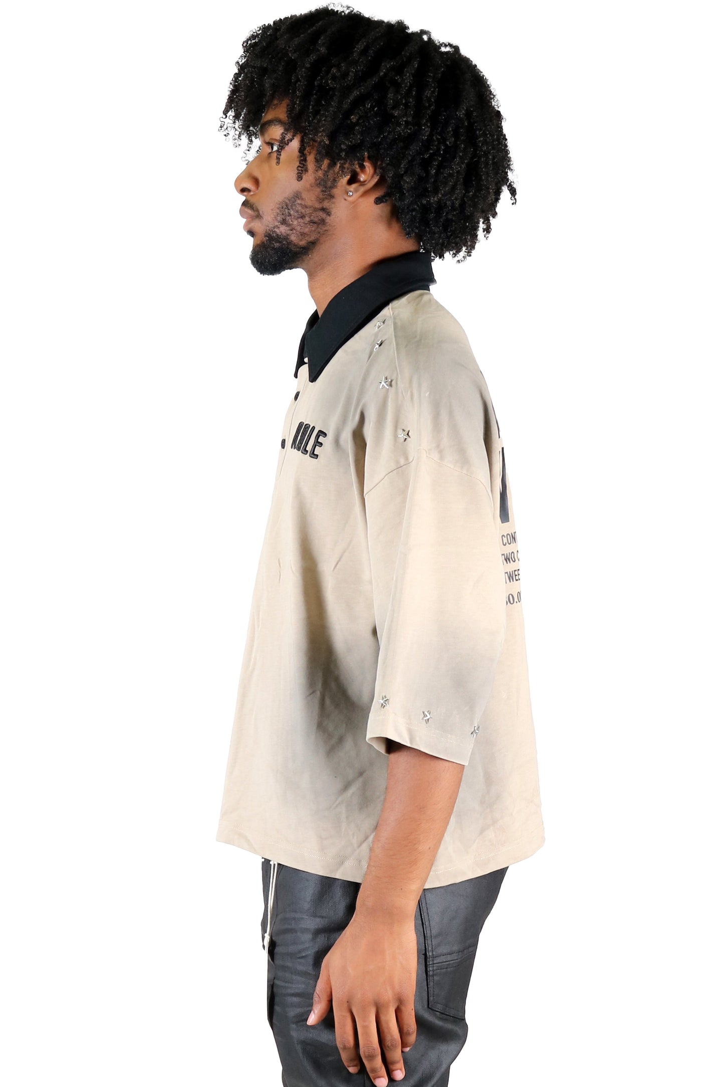S/N Jersey 3/4 Sleeve Crop Top Polo