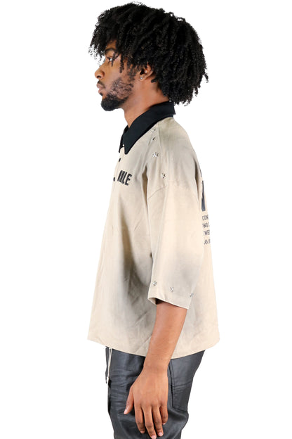 S/N Jersey 3/4 Sleeve Crop Top Polo