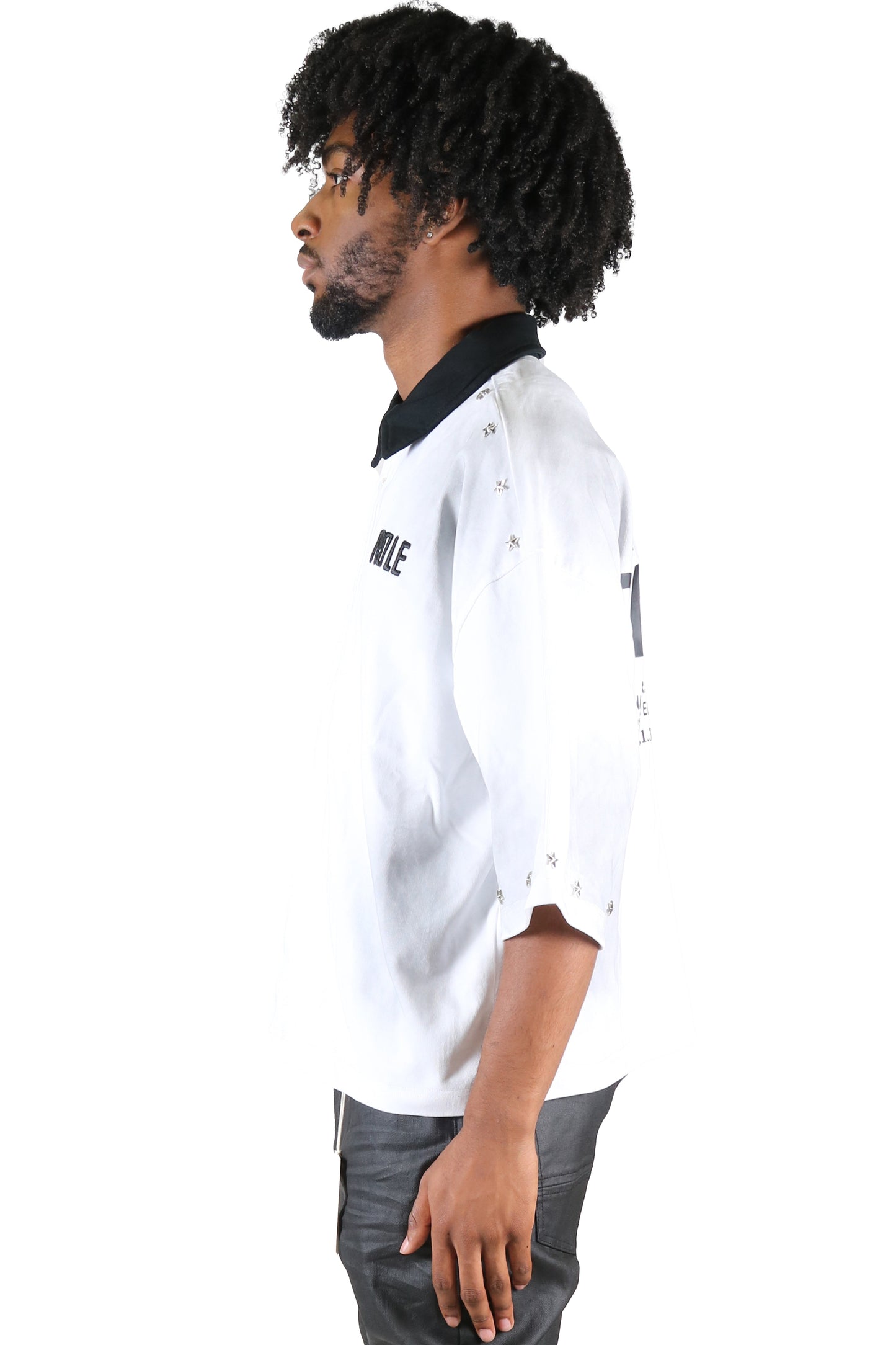 S/N Jersey 3/4 Sleeve Crop Top Polo