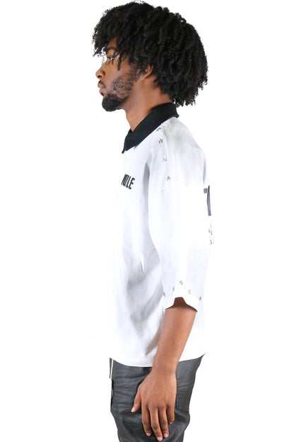 S/N Jersey 3/4 Sleeve Crop Top Polo
