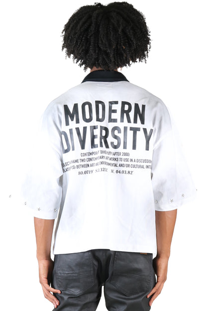 S/N Jersey 3/4 Sleeve Crop Top Polo