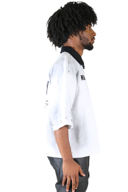 S/N Jersey 3/4 Sleeve Crop Top Polo