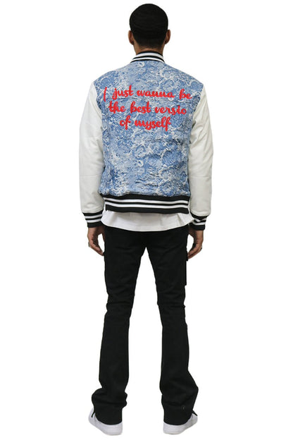 Flex Jacquard & Leather Varsity Jacket