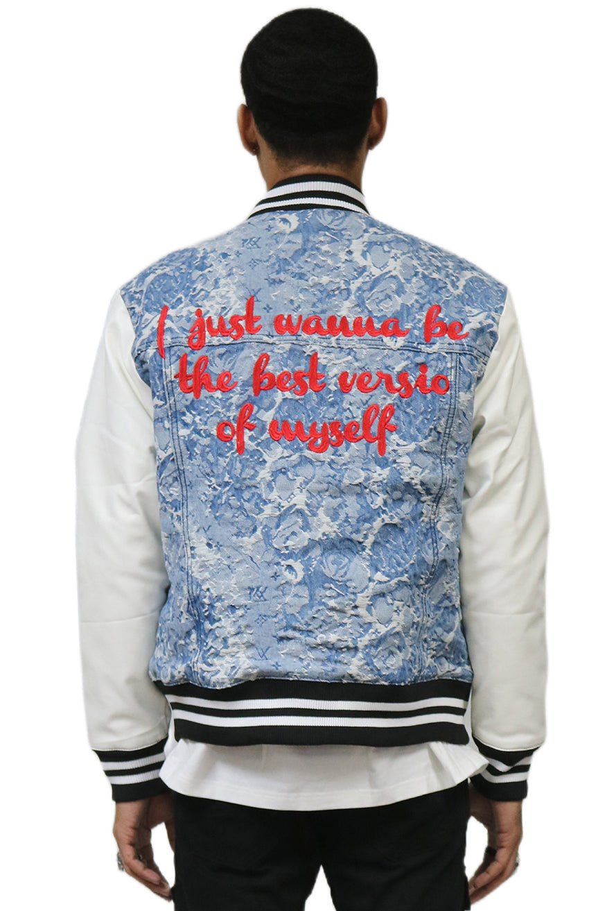 Flex Jacquard & Leather Varsity Jacket