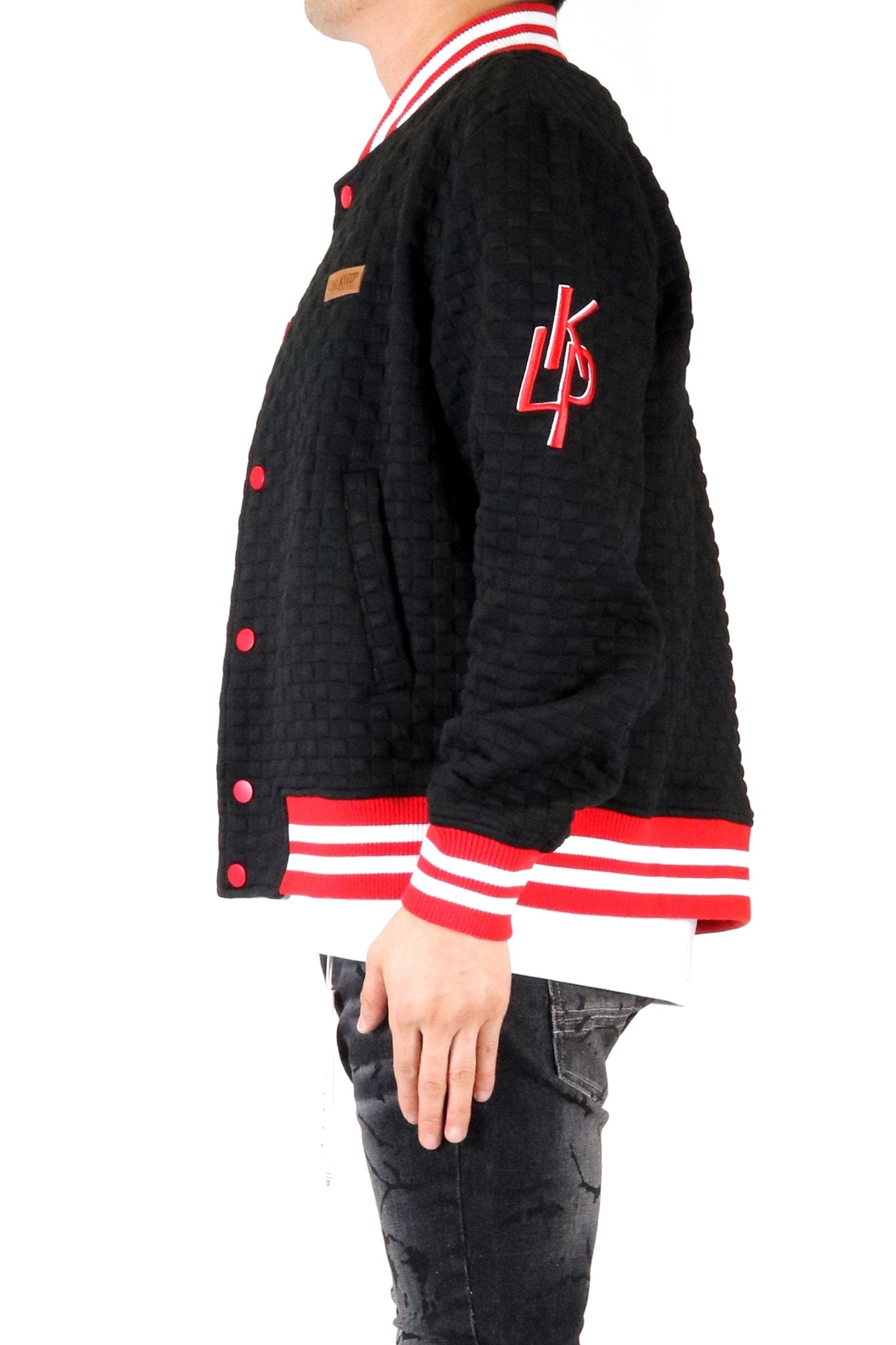 Kuroi Waffle Square Pattern Jacket with patches