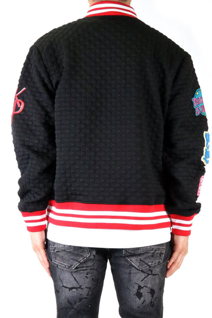 Kuroi Waffle Square Pattern Jacket with patches