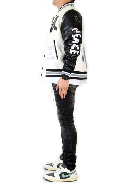 Capella Melton & Leather Varsity Jacket