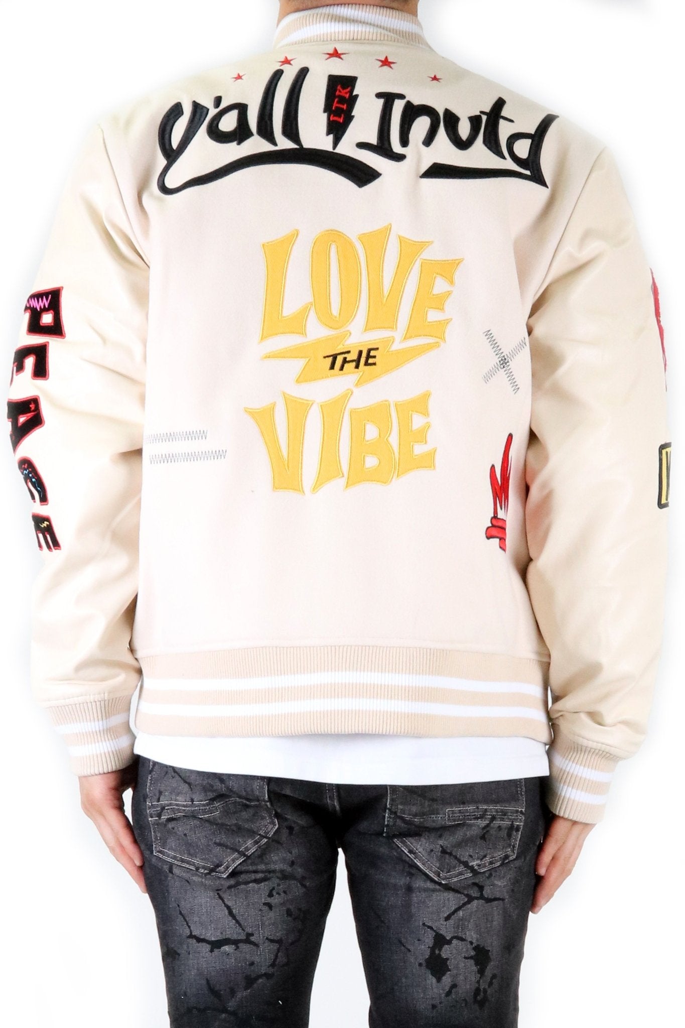 Vue Melton Body with Faux Leather Sleeve Varsity Jacket