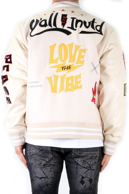 Vue Melton Body with Faux Leather Sleeve Varsity Jacket