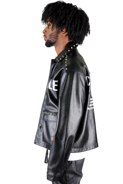 Faux Leather Crop Top Jacket