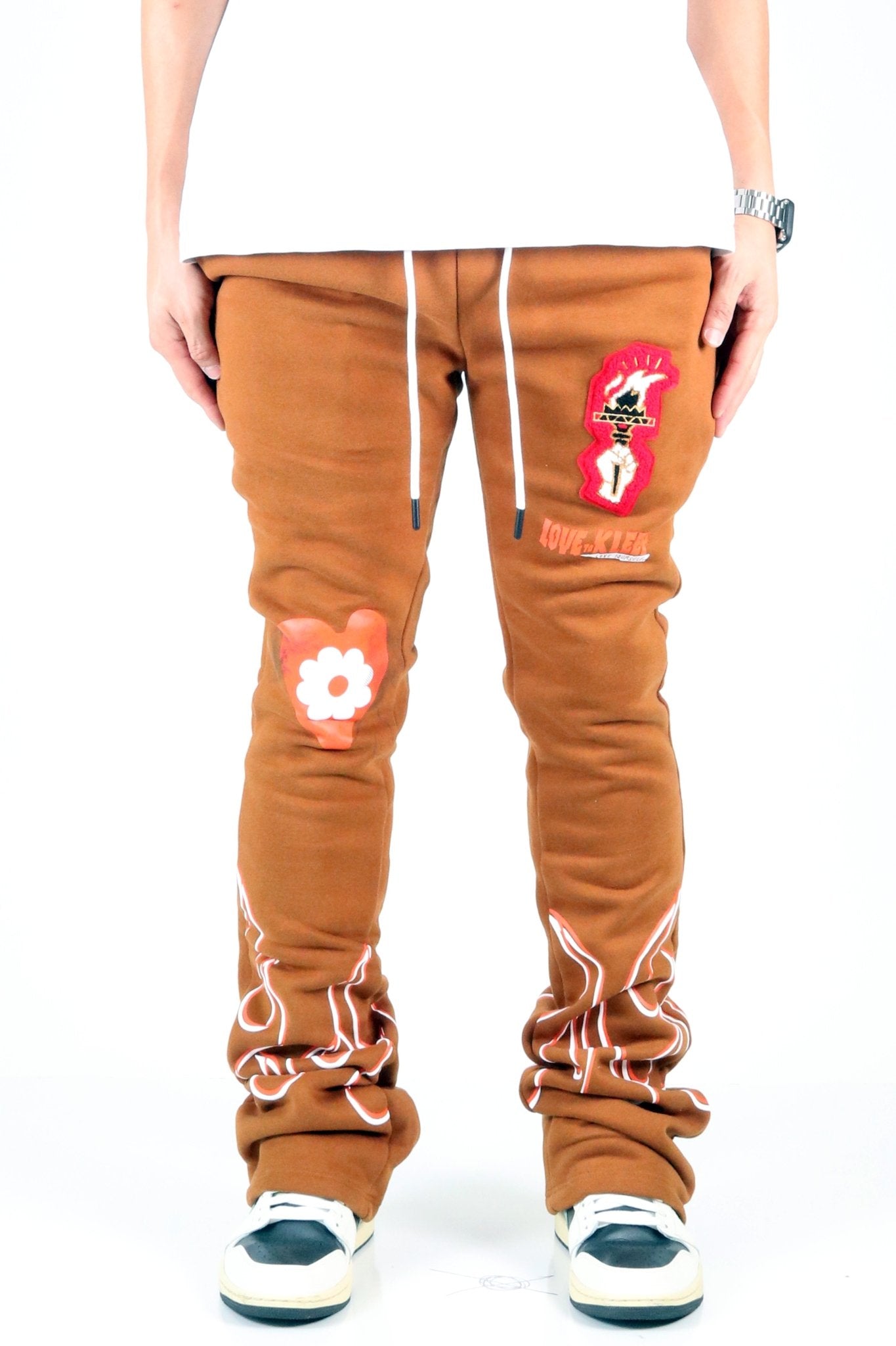 Brunette Brushed Graphic Skinny Flare Stacked Pants