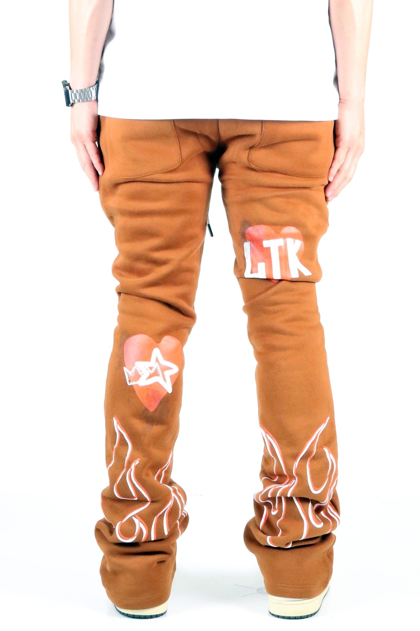 Brunette Brushed Graphic Skinny Flare Stacked Pants