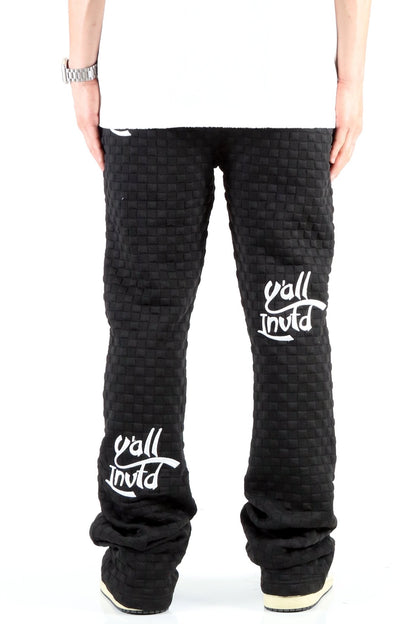 Kuroi Waffle Fleece Skinny Flare Stacked Pants