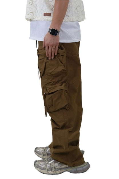 Fine Twill Nylon Baggy Fit Cargo Pants