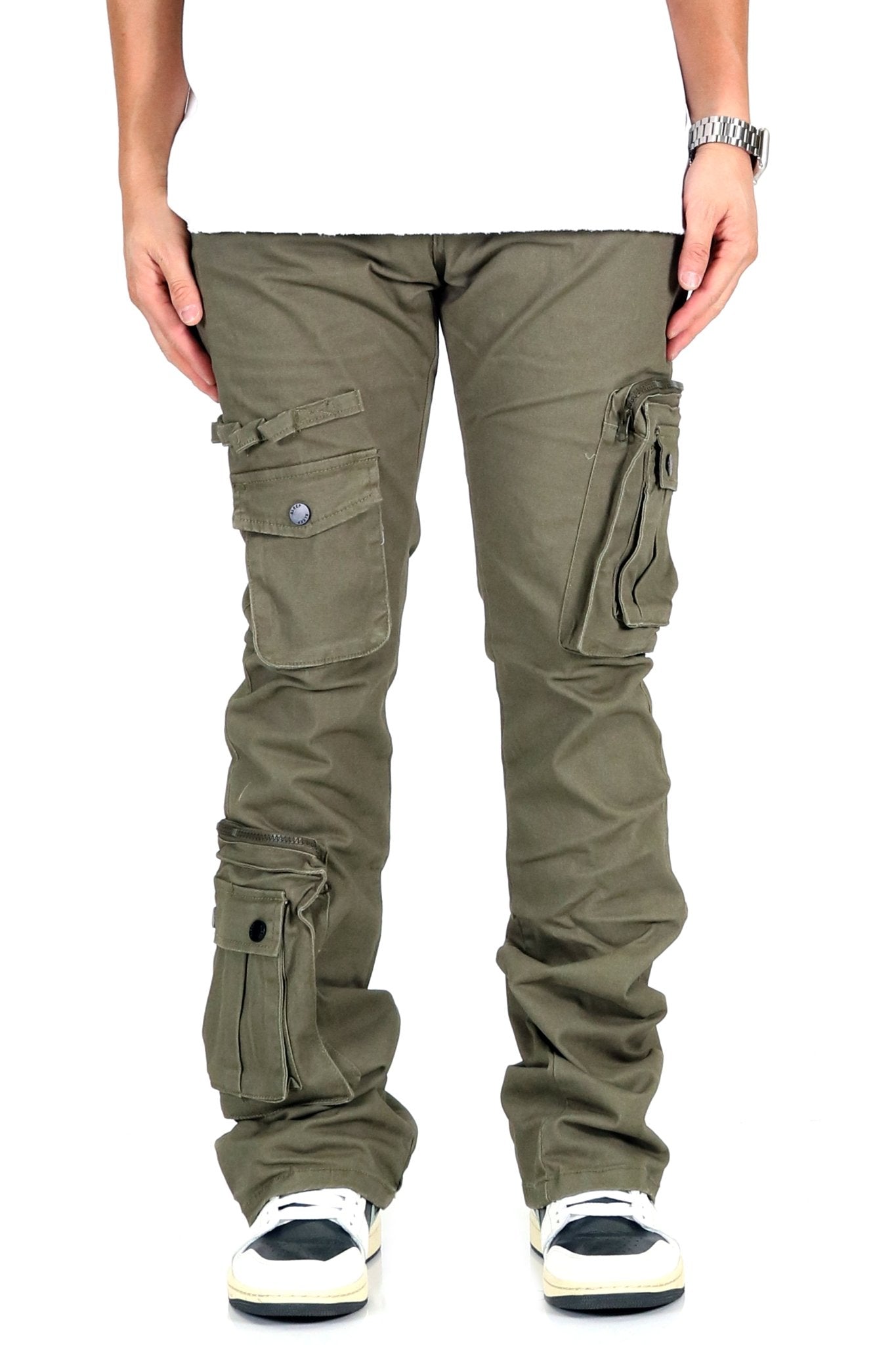 Rapto Twill Cargo Stacked Pants | Olive