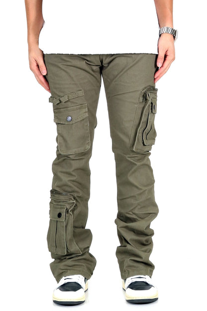 Rapto Twill Cargo Stacked Pants | Olive