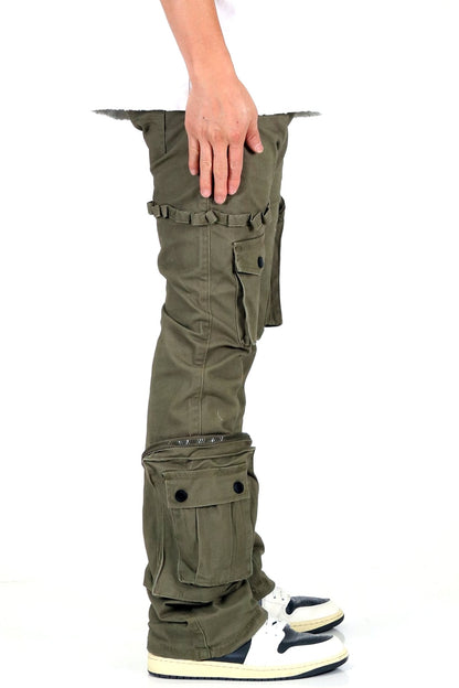 Rapto Twill Cargo Stacked Pants | Olive