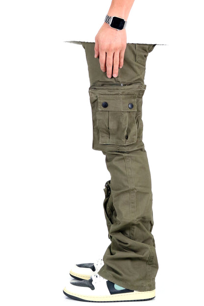 Rapto Twill Cargo Stacked Pants | Olive
