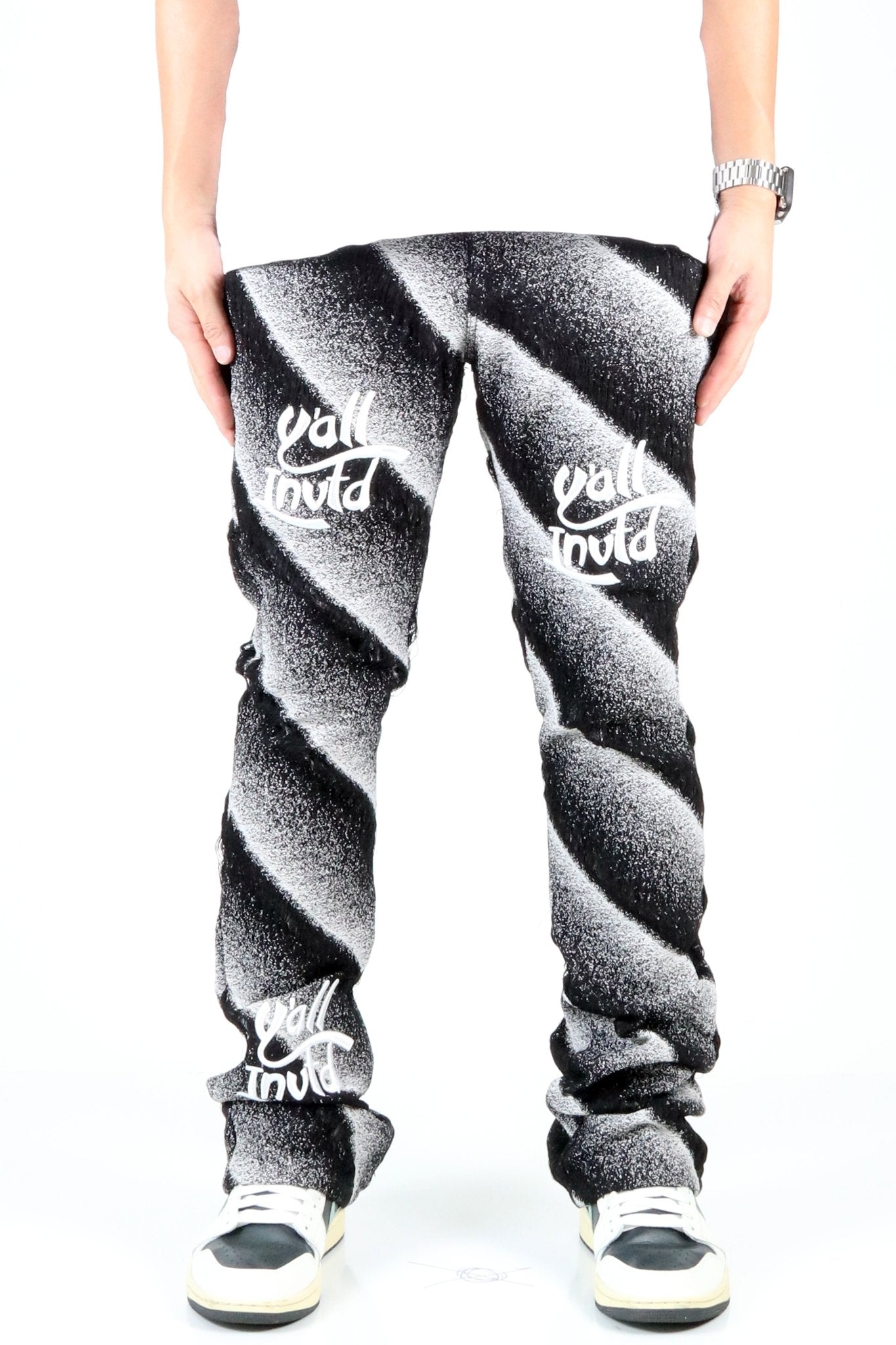Jade Stripe Jacquard Skinny Stacked Pants
