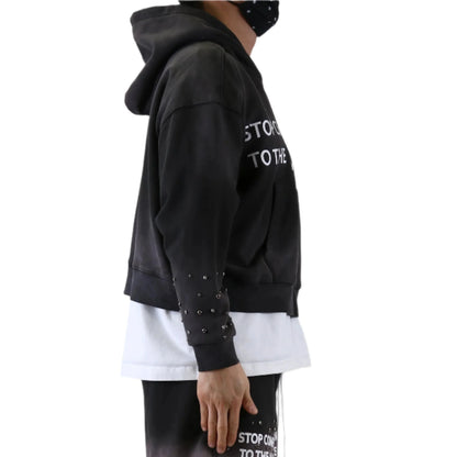 French Terry Long Sleeve Crop Top Full Zip Hoodie