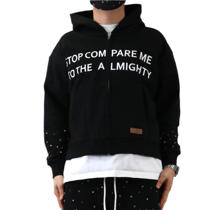 Karan French Terry Long Sleeve Crop Top Full Zip Hoodie