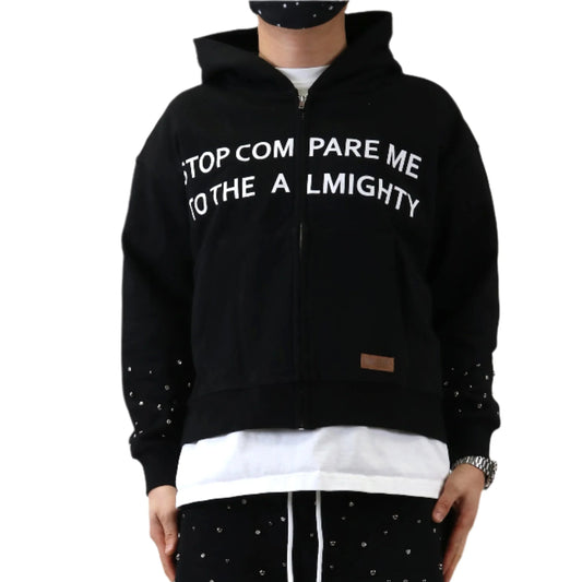 Karan French Terry Long Sleeve Crop Top Full Zip Hoodie