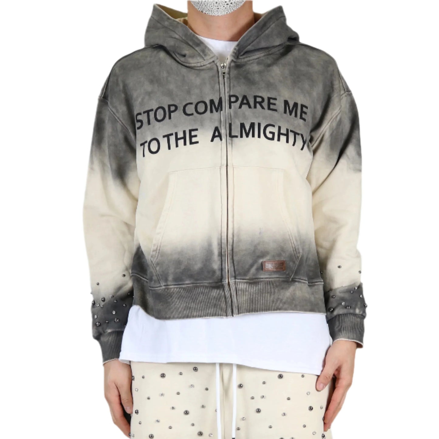 Noel French Terry Long Sleeve Crop Top Full Zip Hoodie