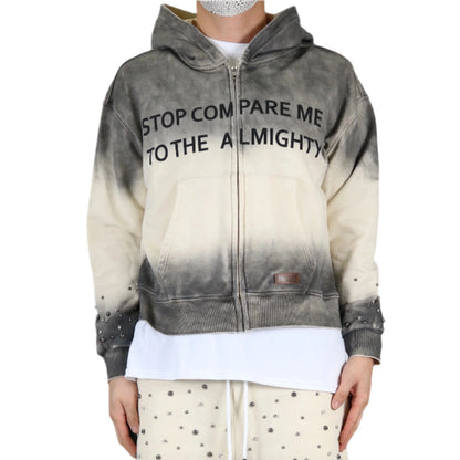 Noel French Terry Long Sleeve Crop Top Full Zip Hoodie