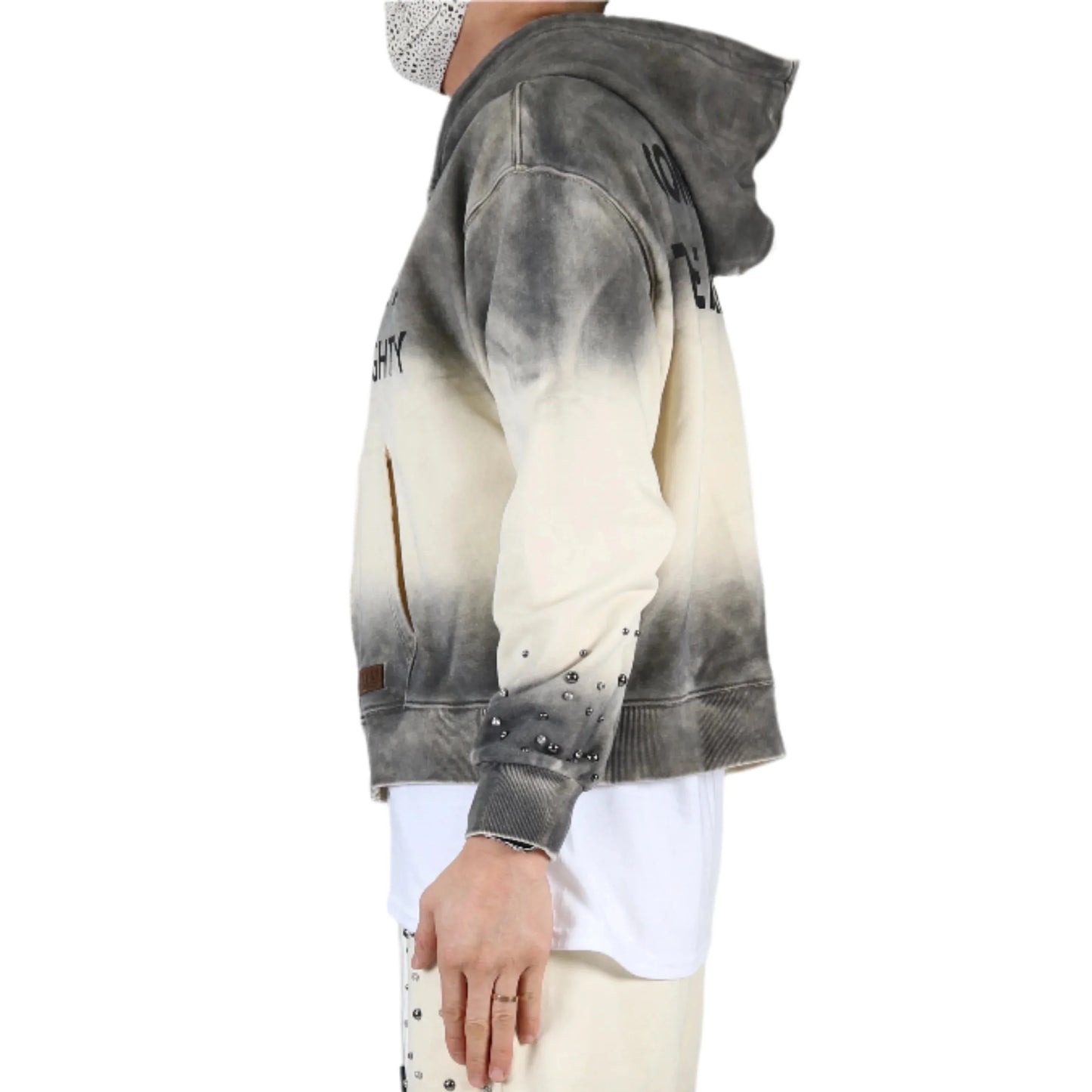 Noel French Terry Long Sleeve Crop Top Full Zip Hoodie