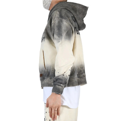 Noel French Terry Long Sleeve Crop Top Full Zip Hoodie