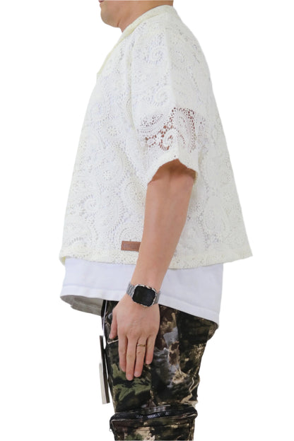 Deez Paisley Mesh Crop Top Short Sleeve BD Shirt