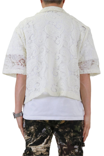 Deez Paisley Mesh Crop Top Short Sleeve BD Shirt
