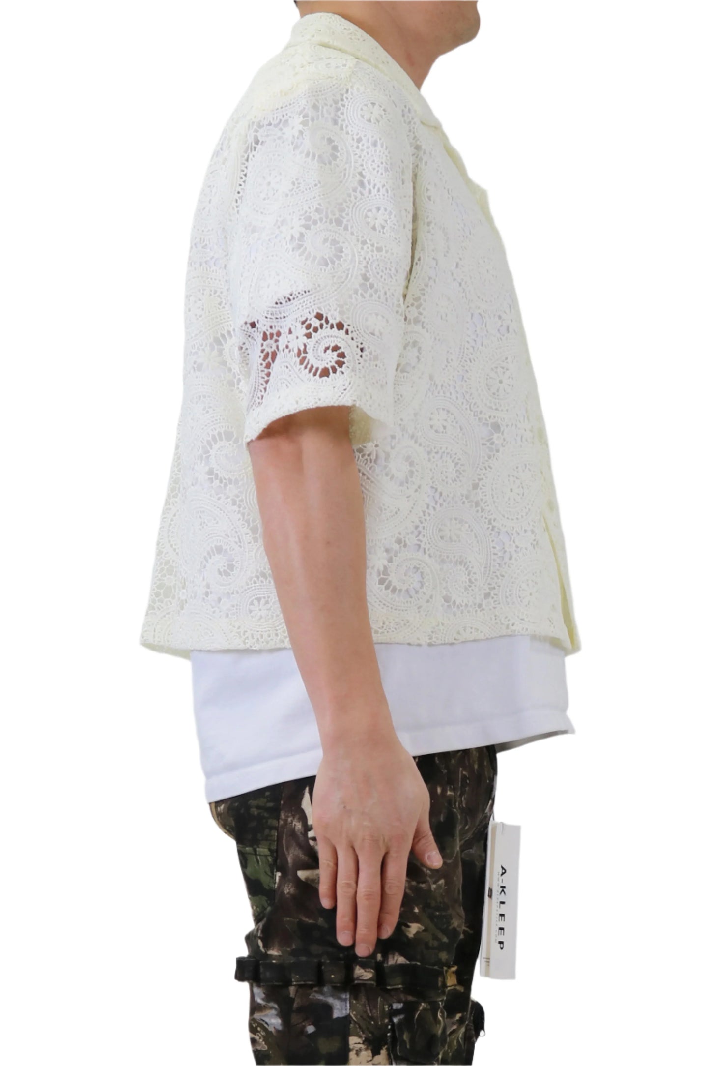 Deez Paisley Mesh Crop Top Short Sleeve BD Shirt