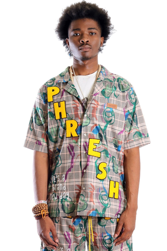 Willie L.T.K. Short Sleeve Plaid Button Down Pop Art
