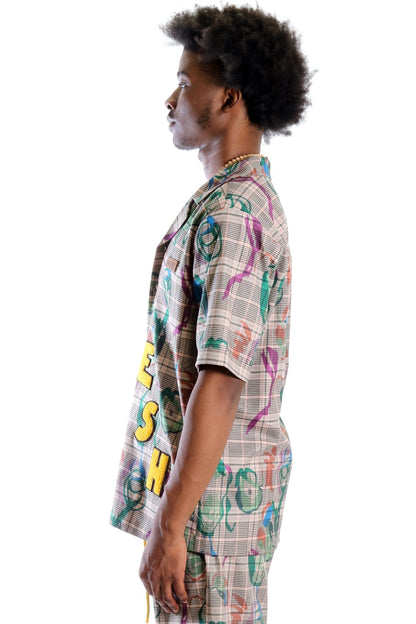 Willie L.T.K. Short Sleeve Plaid Button Down Pop Art