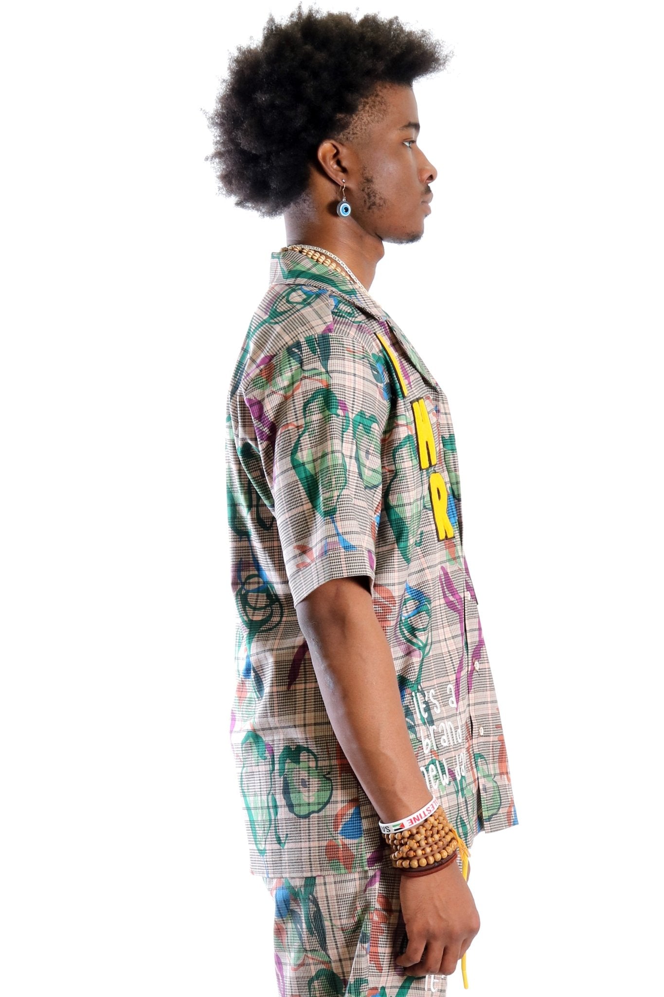 Willie L.T.K. Short Sleeve Plaid Button Down Pop Art