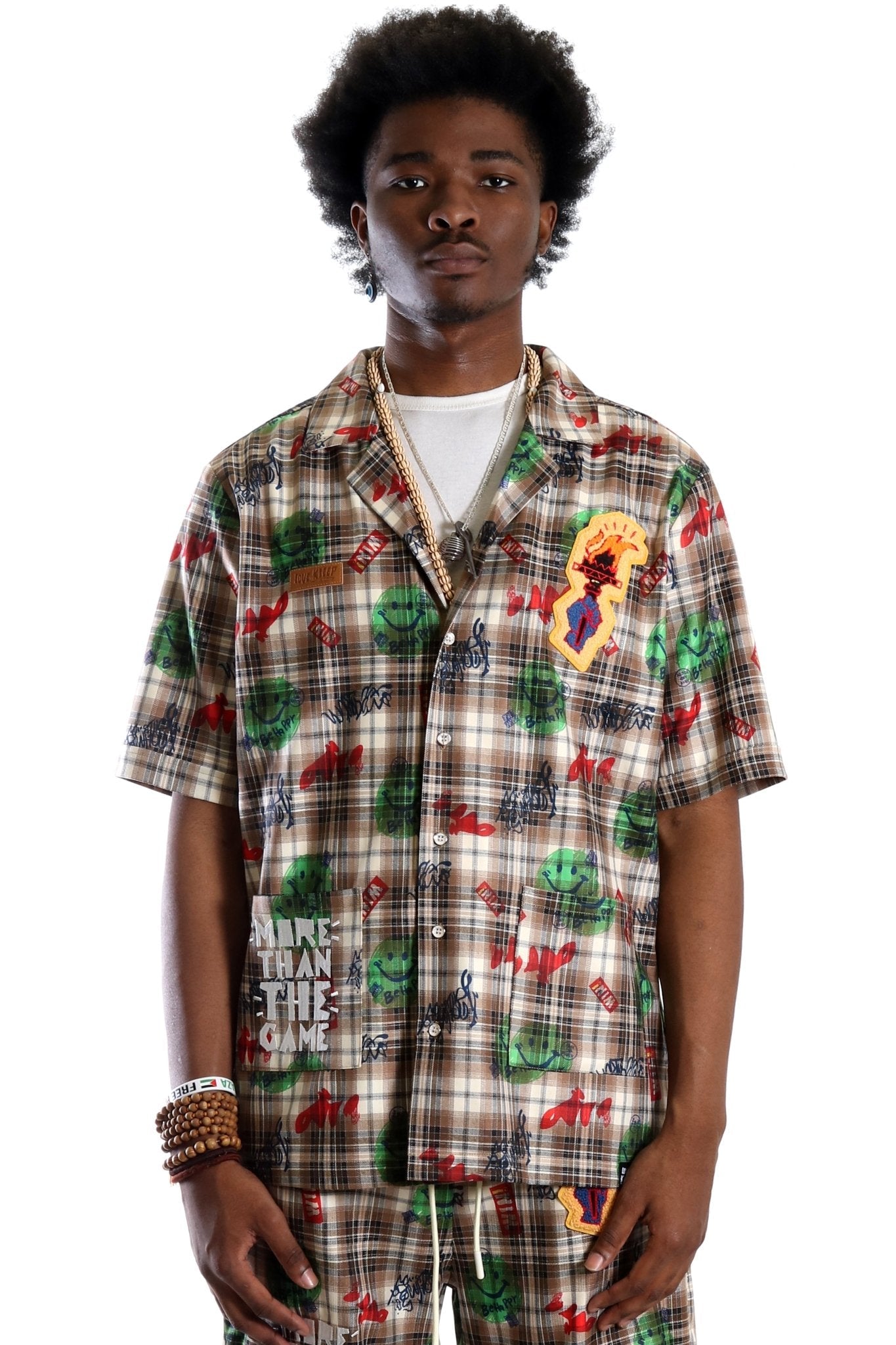 Monarch L.T.K. SS Plaid Button Down Pop Art