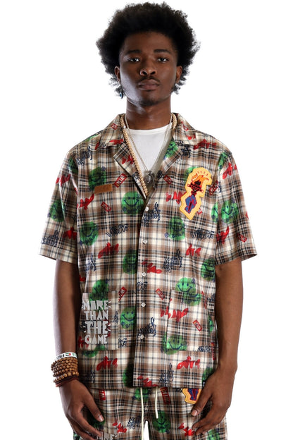 Monarch L.T.K. SS Plaid Button Down Pop Art