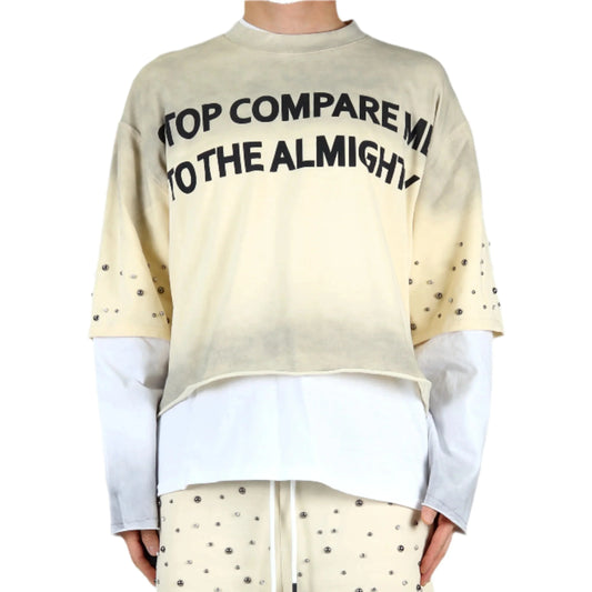 NOEL S/N Jersey 3/4 Sleeve Crop top Tee with Layered long sleeve